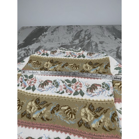 Vintage 90s Dana Scott Knit Sweater Womens Large L Mock Cottage Floral Grandma - Picture 7 of 7